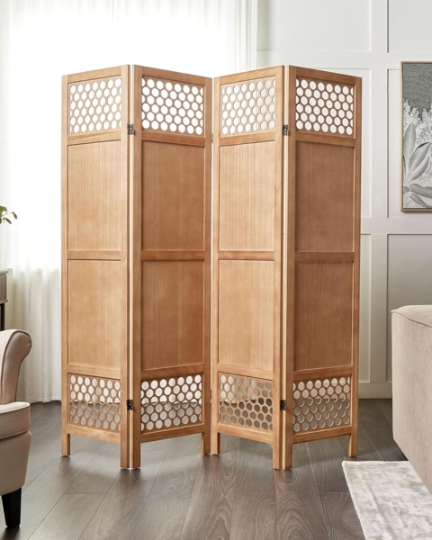 Raumteiler 4-teilig CERTOSA Heller Holzfarbton 163 cm 170 cm Bild 2