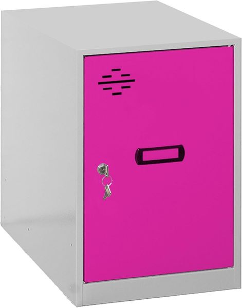 Simon Rack Simonlocker Kommode, klein, 475 x 300 x 500 mm, Amario aus Metall, inkl. Schlüssel, Grau/Rosa