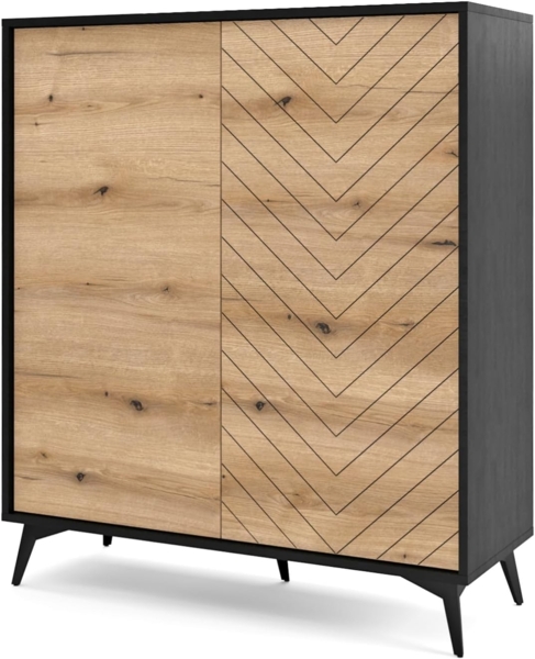 Selsey 'Boulia' Highboard 2-türig mit Fischgrätmuster, 119 x 104 x 39 cm