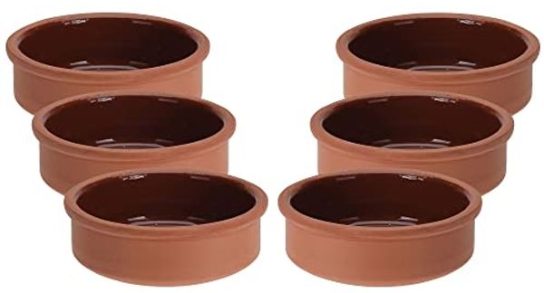 Annastore Salatschüssel Cazuelas Vintage - Tapasschalen - ofenfest - Mediterrane Tonschalen, (Mit hochwertiger Handarbeit veredelt, 6-tlg), Schalen für Tapas, Creme Brülèe