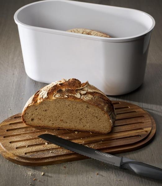 ECHTWERK Brotbox - weiß - aus Melamin mit Schneidebrett aus Akazienholz / Brotaufbewahrung Bild 3