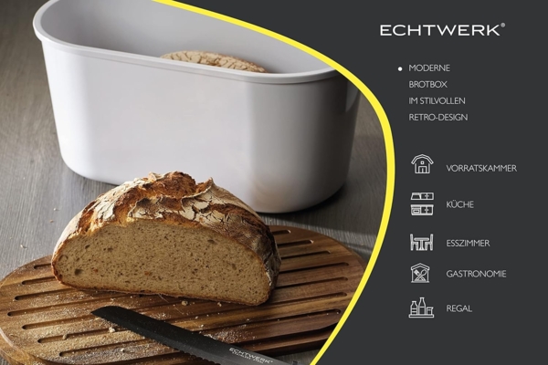 ECHTWERK Brotbox - weiß - aus Melamin mit Schneidebrett aus Akazienholz / Brotaufbewahrung Bild 7