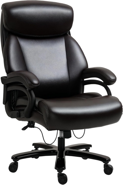 Vinsetto Bürostuhl Chefsessel Gaming Stuhl Drehstuhl Wippfunktion Dicke Polsterung 180 kg Belastbarkeit ergonomisches Design höhenverstellbar Kunstleder Braun 72 x 83 x 114-122 cm