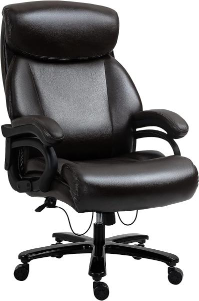 Vinsetto Bürostuhl Chefsessel Gaming Stuhl Drehstuhl Wippfunktion Dicke Polsterung 180 kg Belastbarkeit ergonomisches Design höhenverstellbar Kunstleder Braun 72 x 83 x 114-122 cm