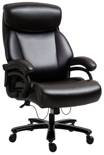 Vinsetto Bürostuhl Chefsessel Gaming Stuhl Drehstuhl Wippfunktion Dicke Polsterung 180 kg Belastbarkeit ergonomisches Design höhenverstellbar Kunstleder Braun 72 x 83 x 114-122 cm