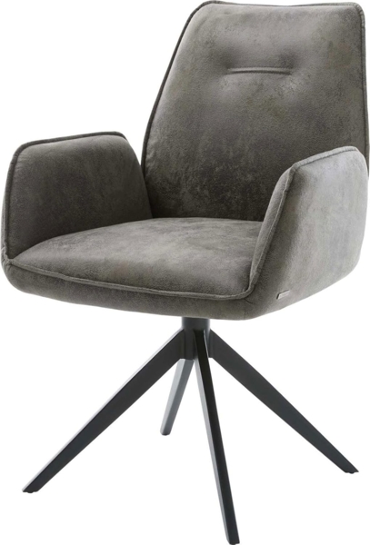 Esszimmerstuhl Zoa-Flex Mikrofaser Grau Antik Kreuzgestell breit Schwarz Taschenfederkern