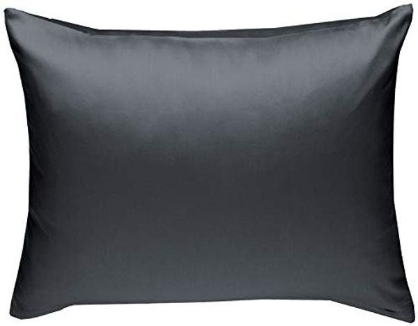 Bettwaesche-mit-Stil Mako-Satin / Baumwollsatin Bettwäsche uni / einfarbig anthrazit Kissenbezug 70x90 cm