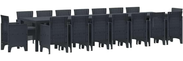vidaXL Garten-Esszimmergarnitur mit Kissen 17 pcs Anthrazit PP 3378655