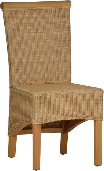 MiaMöbel Rattanstuhl 'Larissa' natur Massivholz, Rattan Mahagoni Modern