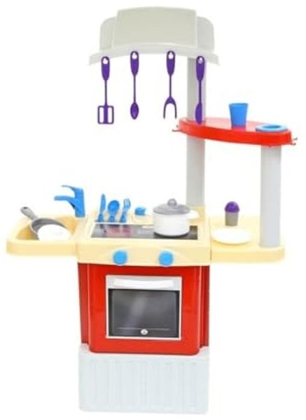 Polesie Kinderküche 42279 Infinity 100 cm hoch Spülbecken Backofen viel Zubehör rot
