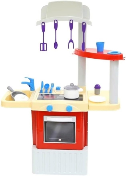 Polesie Kinderküche 42279 Infinity 100 cm hoch Spülbecken Backofen viel Zubehör rot