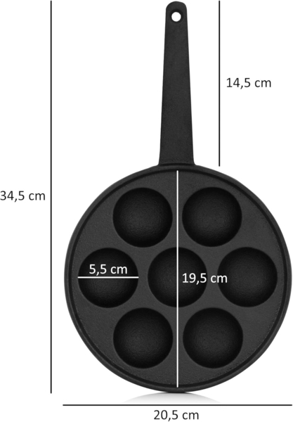 BBQ-Toro Poffertjespfanne Gusseisen Poffertjes Pfanne, Für 7 Förtchen, Ø 20,5 cm, Gusseisen Bild 4
