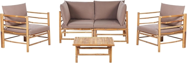 Lounge Set mit Tisch CERRETO Bambusholz Taupe