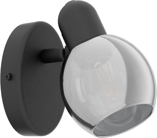 Eglo 98624 Spotleuchte POLLICA Rauchglas schwarz-transparent E14 1X28W L:6,5cm H:10,5cm dimmbar