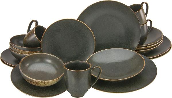 CreaTable 22408 Kombiservice Rusty für 4 Personen, Porzellan, mehrfarbig (1 Set, 20-teilig)