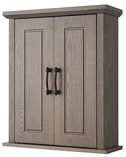 Teamson Home Russell Badezimmer-Wand-Medizinschrank aus Holz, 17,8x50,8 cm, 61,2 cm, Doppeltüren, Salzeiche, EHF-F0014