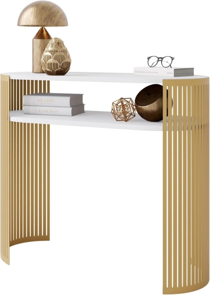 Konsolentisch Fahugin Gold (Farbe: Gold / Arktisches Weiß)