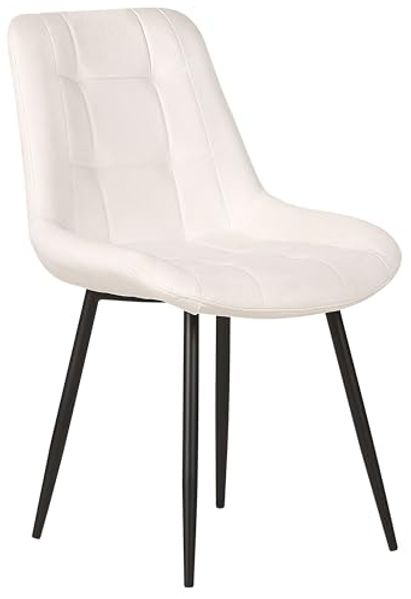 Esszimmerstuhl 2er Set MELROSE Samtstoff Cremeweiß
