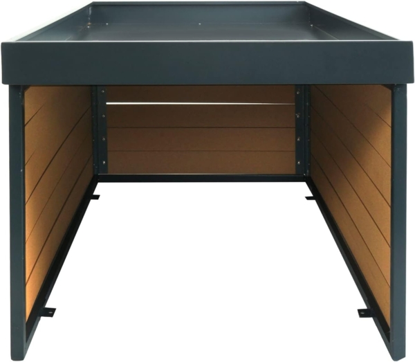 XL Mähroboter-Garage mit Pflanzkasten HWC-L45, Dach Unterstand für Rasenmäher, WPC Metall 47x70x94cm ~ Eiche-Optik Bild 8