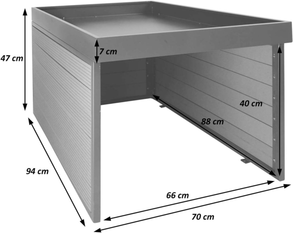 XL Mähroboter-Garage mit Pflanzkasten HWC-L45, Dach Unterstand für Rasenmäher, WPC Metall 47x70x94cm ~ Eiche-Optik Bild 3