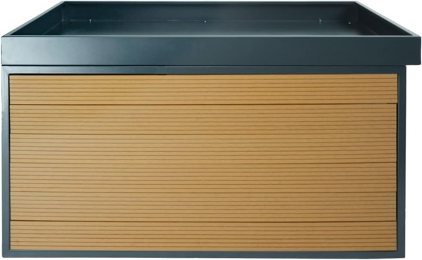 XL Mähroboter-Garage mit Pflanzkasten HWC-L45, Dach Unterstand für Rasenmäher, WPC Metall 47x70x94cm ~ Eiche-Optik Bild 9