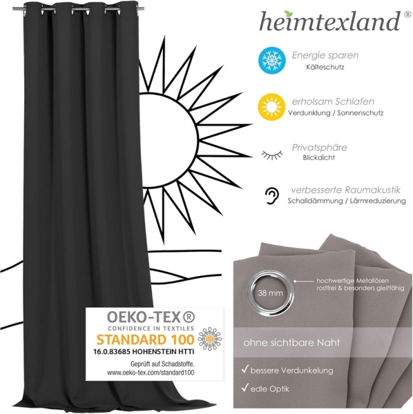 heimtexland Verdunkelungsvorhang XL Thermo Ösenschal Verdunklungsgardine Raumteiler (1 St), Ösen, verdunkelnd, Verdunklungsstoff, blickdicht, Sonnenschutz, Verdunklung, Kälteisolierung, Schalldämmung Bild 6