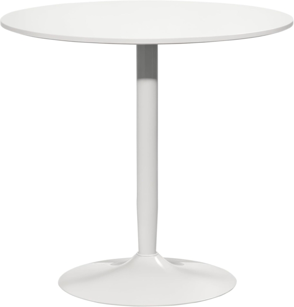 HOMCOM Esstisch 80x80 cm rund Küchentisch für 2 Personen Esszimmertisch mit Stahlbein, Rutschfester Fußauflage Säulentisch moderner Kaffeetisch für Küche, Esszimmer und Wohnzimmer Weiß