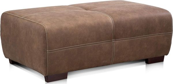 Cavadore Hocker Mavericco / Brauner Hocker in Lederoptik / Industrial Style / Passend zu Big Sofa und Ecksofa Mavericco / 108 x 71 x 41 cm (BxHXT) / Mikrofaser Nougat