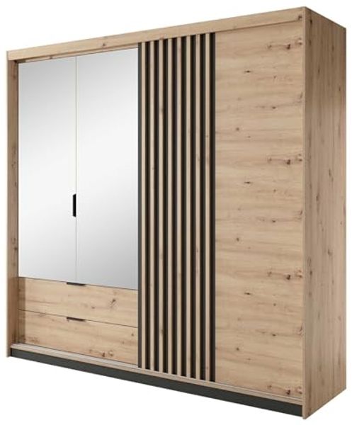 Kleiderschrank Tally Drehtürenschrank 220x60x210cm Artisan Eiche anthrazit 3-türig