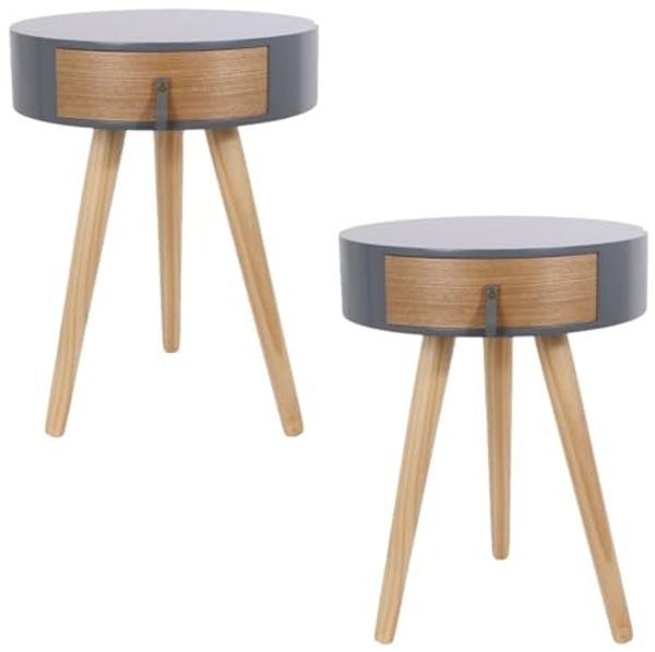 Home Deco Factory HD6202 Nora Nachttisch, Möbel, für Schlafzimmer, Holz/MDF, 35 x 35 x 46,5 cm, Grau