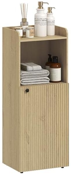 HOMCOM Badkommode 3-stufig verstellbares Regal, Melaminoberfläche (Badschrank, 1 St, Aufbewahrungsschrank), für Badezimmer, Wohnzimmer, Eiche