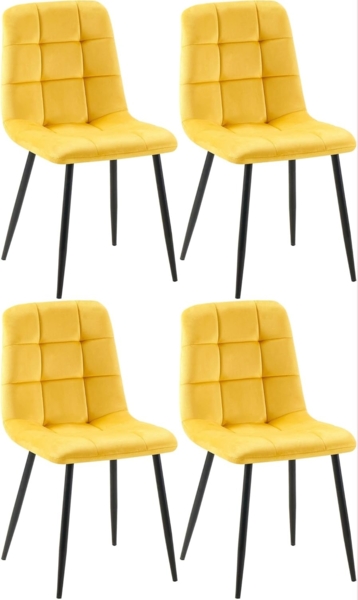 CLP 4er Set Esszimmerstühle Antibes Samtbezüge bis 150 kg belastbar,gelb