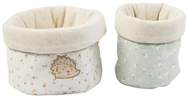 Nattou Aufbewahrungs-Körbe aus Baumwolle und Velours, Igel Zoë, 2er Set, Ø 20 cm, Mila, Zoë und Lana, Hellgrün