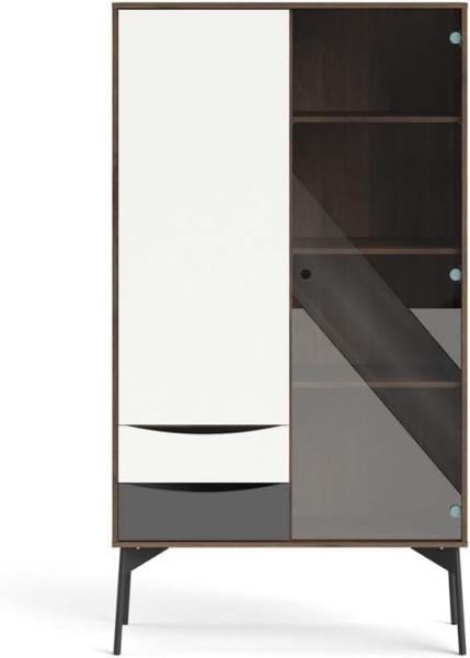 ebuy24 Vitrine Elly Vitrinenschrank mit 1 Tür, 1 Glastür und 2 Sc