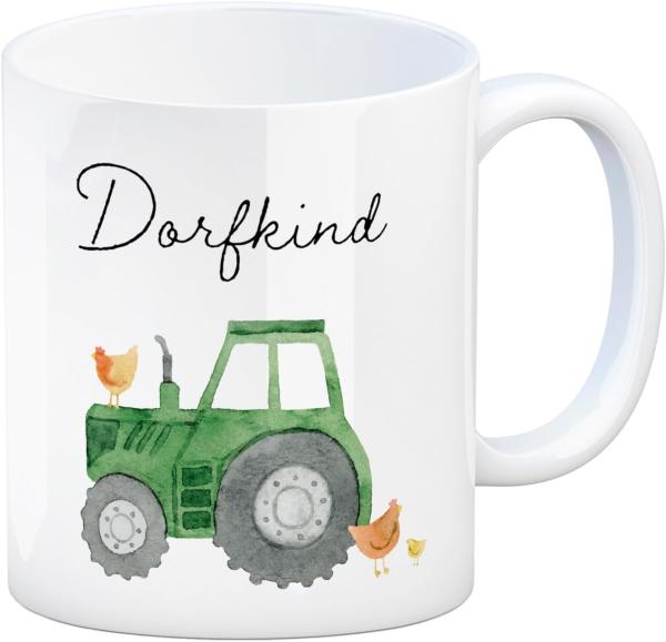 speecheese Tasse Dorfkind grüner Traktor Kaffeebecher