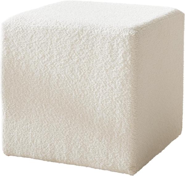 Sitzhocker Dado 45x45 cm Bouclé Creme-Weiß