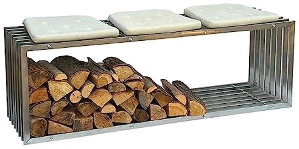 DanDiBo Kaminholzregal Innen Edelstahl Metall Kaminholzständer 96429 Brennholzregal 150 cm Holzkorb Kaminholzhalter