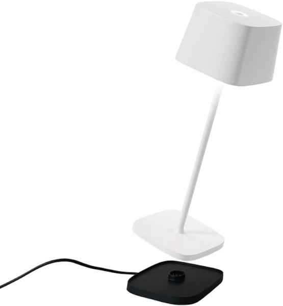 Zafferano LD0870B3 Ofelia Pro Kabellose LED-Tischleuchte aus Aluminium, dimmbar, IP65-Schutz, Indoor/Outdoor Benutzung, EU-Stecker (Energieklasse A+++), Weiß, Höhe: 29 cm