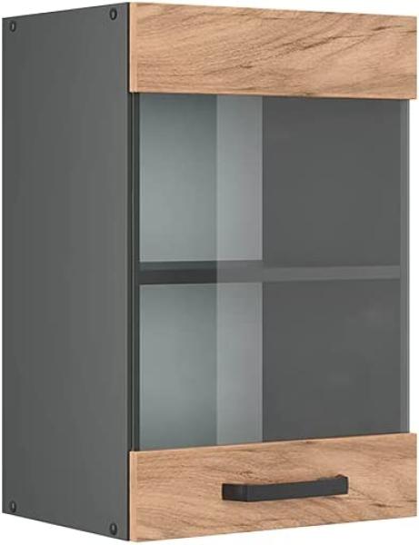 VICCO Küchenschrank R-Line Hängeschrank Unterschrank Küchenzeile Küchenunterschran Anthrazit (Eiche, Hängeglasschrank 40cm)