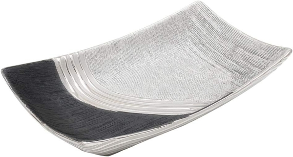 Dekohelden24 Dekoschale Edle moderne Deko Designer Keramik Schale / Dekoschale in silber-grau, ca. 30 x 18 x 6 cm.