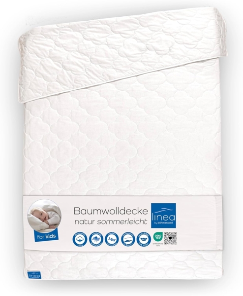 Böhmerwald KIDS Leichtsteppbett Bettdecke, Baumwolle, weiß, 100x135 cm