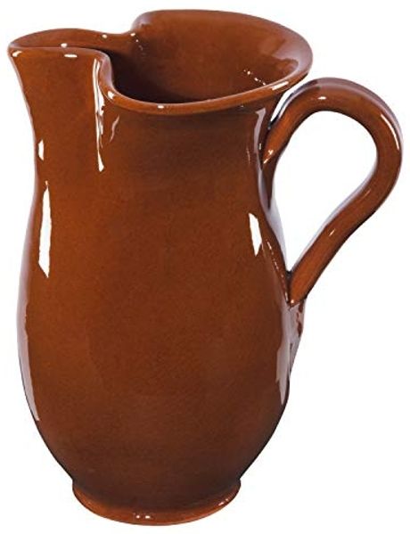 1L Tonkrug rot-braun glasiert Wein-Krug rustikal antike Kanne für Sangria