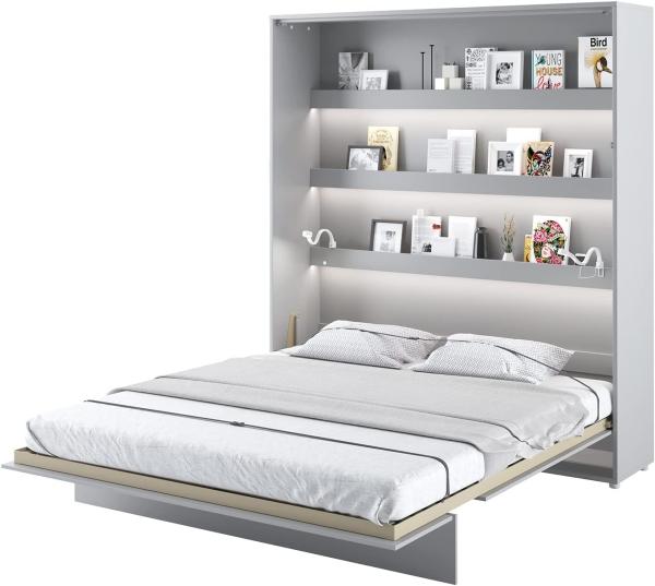 MEBLINI Schrankbett Bed Concept - BC-13 - 180x200cm Vertikal - Grau Matt mit Matratze - Wandbett mit Lattenrost - Klappbett mit Schrank - Wandklappbett - Murphy Bed - Bettschrank