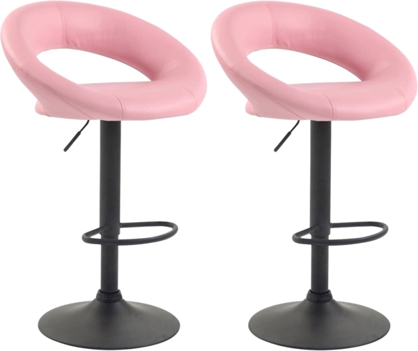 CLP 2er Set Barhocker Olinda Kunstleder höhenverstellbar und drehbar,pink schwarz