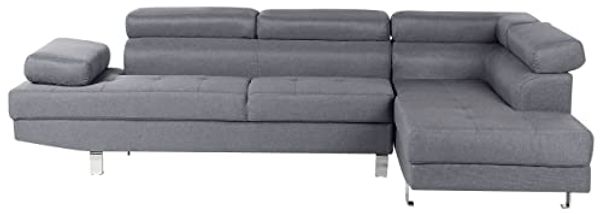 Ecksofa NORREA Stoff Grau Linksseitig