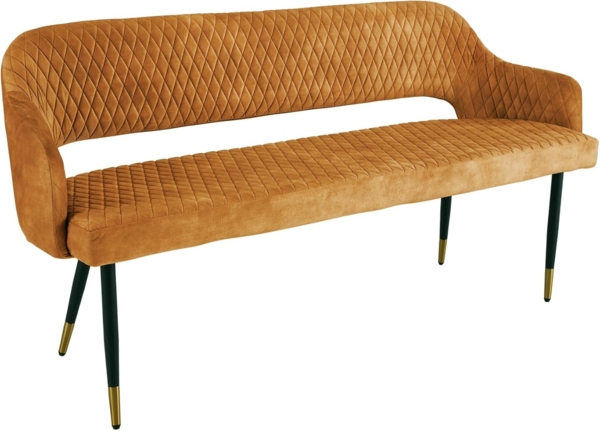 riess-ambiente Sitzbank PARIS 160cm senfgelb / schwarz (Einzelartikel, 1-St), Esszimmer · Samt · Metall · Rückenlehne · Schlafzimmer · Retro Design