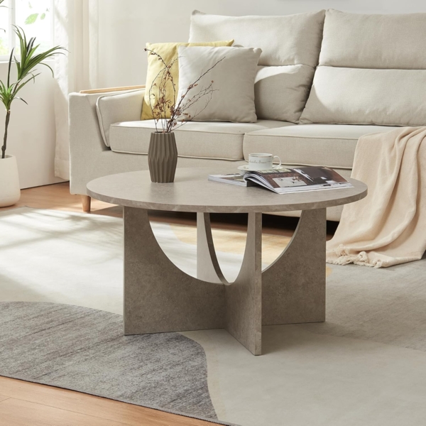 Couchtisch Rindal 80x42 cm Betonoptik, hell [en. casa]