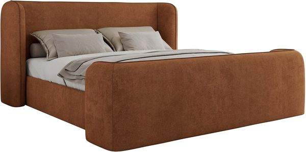 Polsterbett mit Lattenrost, Doppelbett für Schlafzimmer, Gepolstertes Kopfteil - EMORA CLASSIC DUO - 140 x 200 cm - Orange Struktur Bild 7