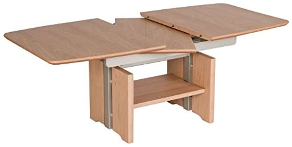 'Caren' Funktionstisch höhenverstellbar und ausziehbar, Wildeiche Bianco, 120(160) x 70x54-73 Bild 3