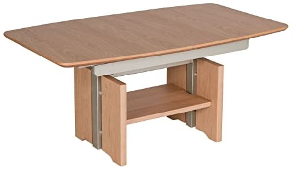 'Caren' Funktionstisch höhenverstellbar und ausziehbar, Wildeiche Bianco, 120(160) x 70x54-73